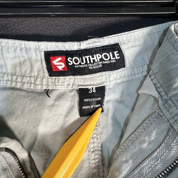 Southpole Shorts Men's 34 Gray‎ Khaki Cargo Ripstop Baggie Outdoor Cotton Y2k - Picture 1 of 8